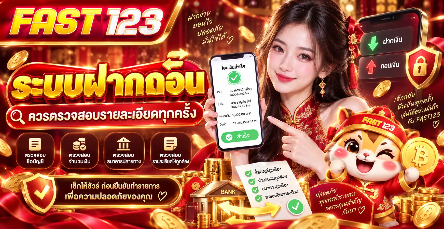 ระบบฝากถอนควรตรวจสอบรายละเอียดทุกครั้ง